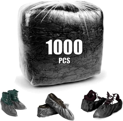 Black shoe covers Disposable 1000 PCS (500 Pair) Premium Waterproof and Recyclable Boot Booties Covers Covers for Indoors, Non, Fits Up To 11 US Men and 13 US Women Size, Slip on, Horlon