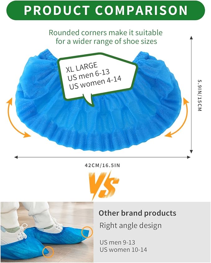 50Pcs(25 Pairs) Non-Woven Shoe Covers Disposable Non Slip for Indoors, Breathable | Durable | Boot Covers, Fits Up to Size 13 US Men (Blue)