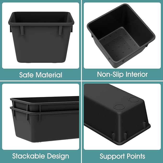 WOWBOX 25 PCS Plastic Drawer Organizer Set, Desk Drawer Divider Organizers and Storage Bins for Makeup, Jewelry, Gadgets for Kitchen, Bedroom, Bathroom, Office, Deep Black