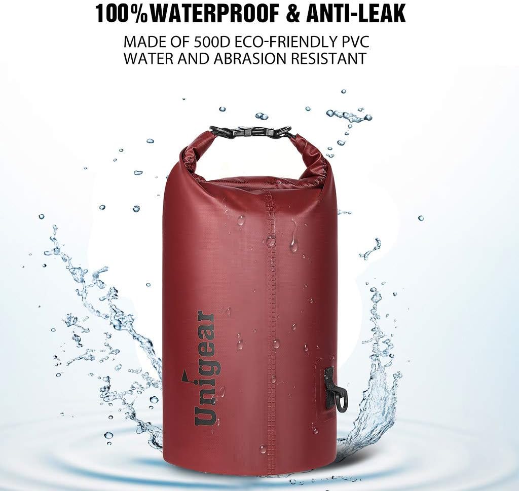 Unigear Dry Bag Waterproof, 2L/5L/10L/20L/30L/40L Floating and Lightweight Bags for Kayaking, Boating, Fishing, Swimming and Camping with Waterproof Phone Case