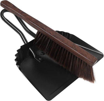 Dust Pan and Brush Set-Handheld Angled DustPan and Hand Broom Set, Large dust pan with handle,Heavy Duty Metal Dustpan and Brush Set Home For Small Item Sweeping Rubber Coated Easy to Grasp Handle
