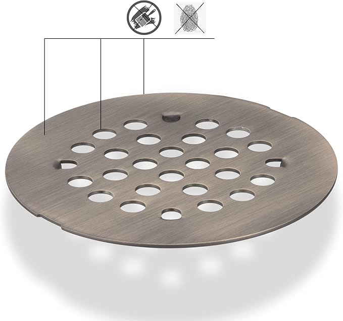 rrajj 4-1/4 (4.25) Inch(108mm) Round Snap-in Shower Floor Drain Cover Replacement Cover (Antique Brass)