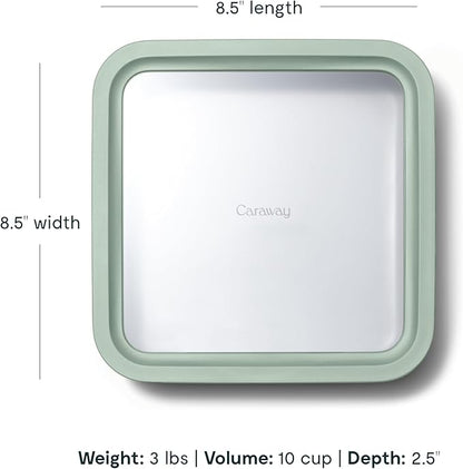 Caraway 6pc Glass Food Storage Set – 10 Cup Food Containers (6) - Ceramic Coated - Non Toxic, Non Stick with Lids - Microwave Safe - Mist