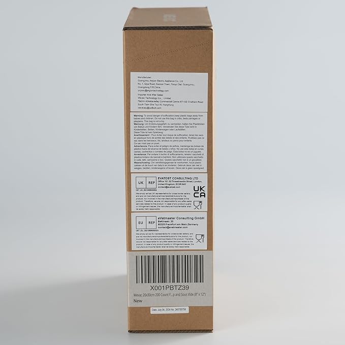 Wevac 8” x 12” 200 Count Food Vacuum Sealer Bags Keeper, PreCut Quart, Ideal for Food Saver, BPA Free, Commercial Grade, Great for storage, meal prep and Sous Vide