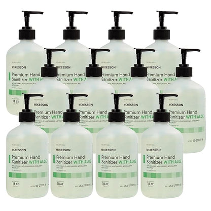 McKesson Hand Sanitizer with Aloe, 18 oz Pump Bottle [Pack of 12] – Bulk, 70% Ethyl Alcohol, Spring Water Scent, No-Rinse Gel with Vitamin E and Moisturizers, Medical-Grade Sanitizer