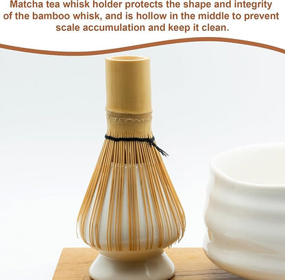 HARFINGTON Ceramic Chasen Stand 65mm Matcha Whisk Holder, Traditional Matcha Tea Chasen Holder, Black