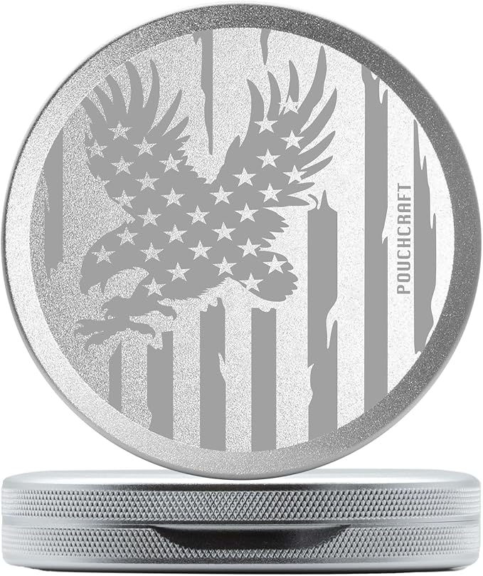 Metal Pouch Can | Metal Container | Slim EDC Pocket Tin | Airtight & Moisture-Resistant | Compact Daily Organizer | Pill Case & Travel Tin | Father’s Day Gift for Dad | (American Flag, Silver, Slim)