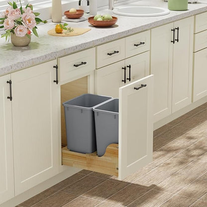 ROOMTEC 35QT Kitchen Trash Can, Lightweight and Sturdy Slim Trash Can, Wastebaskets for Office, Workspace, Kitchen, Bathroom, Easy to Clean, 1 Pack