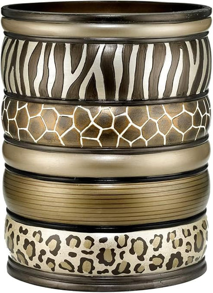 Decorative Trash Can for Bathroom, Office & Bedroom - 2.1 Gallons Stylish & Small Trash Can for Dorms, Desktop & Restroom - Chic Waste Basket for Compact Spaces, Safari Stripes