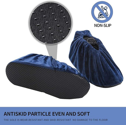 5 Pairs Reusable Non Slip Shoe Covers, Premium Soft Washable Thickened Boot Shoe Covers for Household, Office, Laboratory