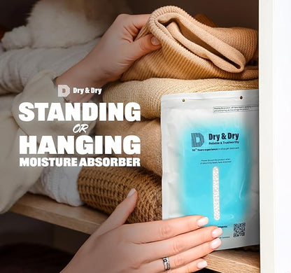 Dry & Dry 100 Packs Hybrid Moisture Absorbers & Musty Odor Eliminator Dehumidifier to Control Excess Moisture for Basements, Closets, Bathrooms, Laundry Rooms. Moisture Absorbers