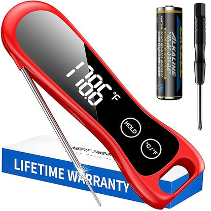 2025 Upgraded Meat Thermometer Digital-1 Second Instant Read Food Thermometer with Large LED Display-IP67 Waterproof Kitchen Thermometer for Grilling and Cooking for Oven, BBQ, Smoker, Candy, Turkey