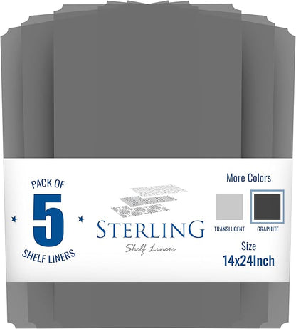 Shelf Liners for Wire Shelf System: Set of 5 in Graphite: 13.4 x 23.2 inch: Plastic Wire Shelving Shelf Mats