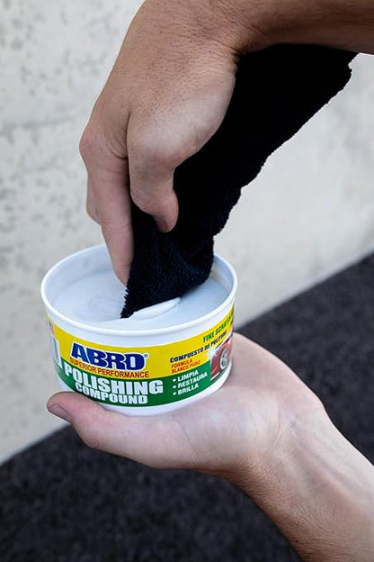ABRO Superior Performance Polishing Compound, 10 oz., High-tech Shine Car Scratch Remover for Vehicles, Restorers Swirls and Scratches, Buffing Compound for Oxidized Finishes, Smooth, Reflect, Clean