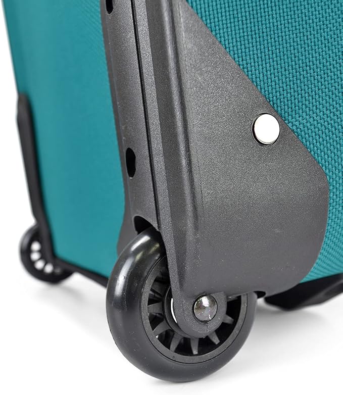 U.S. Traveler Lightweight Rolling 20" Carry On Luggage Softside Suitcase, Teal, 2 Wheel Single