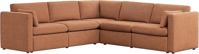 CHITA Oversized Modular Sectional Sofa Set, FSC Certified Extra Large 5 Seat V Shaped Cloud Couch for Living Room, 106 inch Width, 4 Seater and 1 Middle Corner, Terracotta