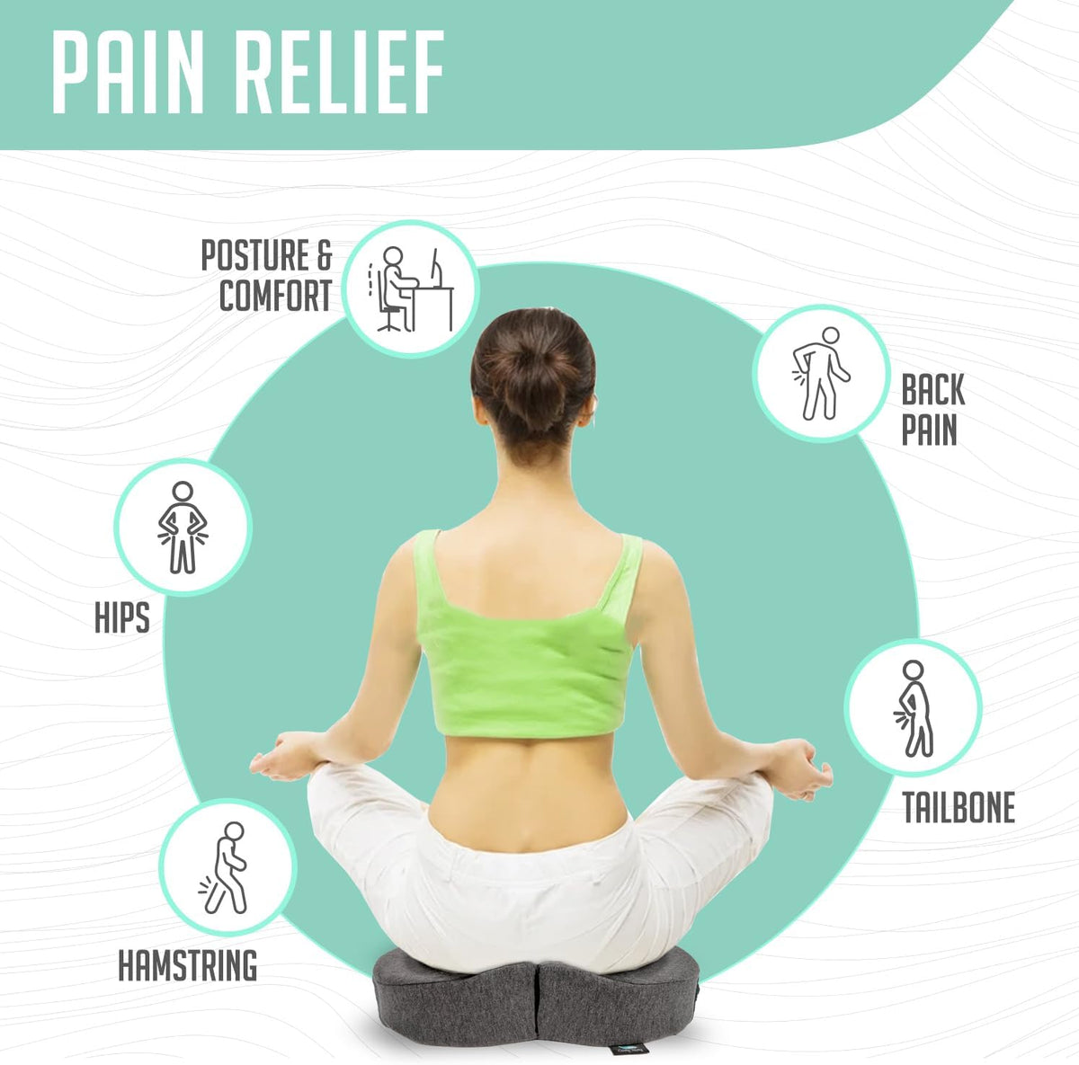 Premium Foldable Travel Tailbone Seat Cushion - for Relief of Lower Back, Sciatic, Butt and Tailbone Pain - for Home & Office Use, Perfect for Travel or Driving