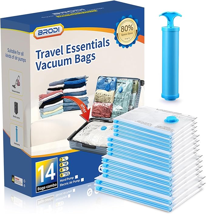Compression Bags for Travel & Space Saver - Vacuum Seal Bags for Clothing & Luggage (14 Combo Pack)