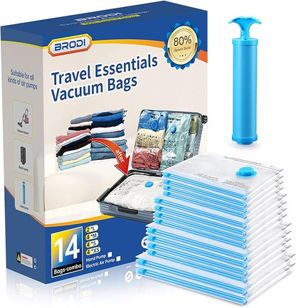 Compression Bags for Travel & Space Saver - Vacuum Seal Bags for Clothing & Luggage (14 Combo Pack)