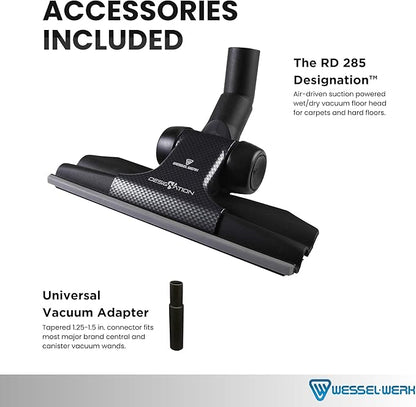 Wessel-Werk RD 285 Designation™ 3-in-1 Vacuum Floor Brush Attachment Set — Ultra-Thin Nozzle with Microfiber Wet/Dry Mop & Pet Hair Carpet Tool (Designation™ 3-in-1 Set)