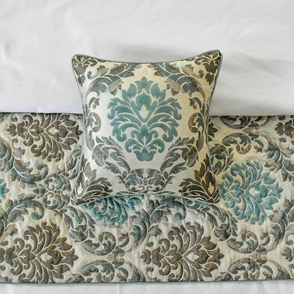 The HomeCentric King/Queen/Twin Blue Decorative Full 68"x18" Bed Runner with Pillow Cover, Damask Bed Scarf on Jacquard Fabric - Royal Elegance