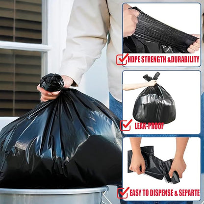 33 Gallon Trash Bags, 250 Count Bulk, Black Garbage bags, Multi-purpose Trash Can Bin Liners for Home Commercial, Outdoor, Construction, Industrial, Janitorial, Municipal, Lawn, Leaf