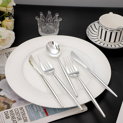SUT 300Pcs Silver Plastic Cutlery, Silver Utensils Disposable, silver Plastic Silverware Set Include 100 Plastic Forks, 100 plastic Spoons, 100 plastic Knives Heavy Duty Flatware for Party