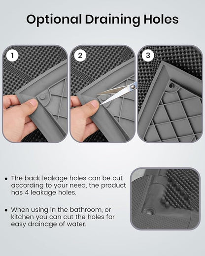 HAMARA Front Door Mat for Outside Entrance 35.5"x17" – Anti-Slip Dirt-Trapping Waterproof Rubber Indoor & Outdoor Mat with Textured Surface for Entryway - Heavy Duty All Weather Doormat – Grey