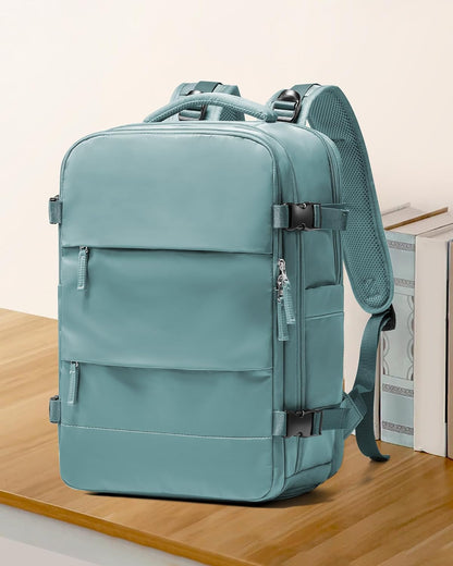 coowoz Large Travel Backpack For Women Men,Carry On Rucksack Flight Approved,Hiking Backpack Waterproof Outdoor Sports Casual Daypack Fit 15.6 Inch Laptop Compartment (Blue)