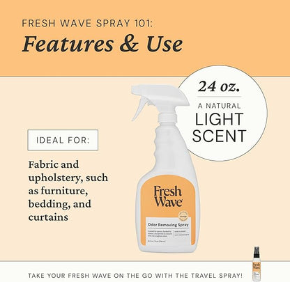 Fresh Wave Orange Scent Odor Eliminator Spray & Air Freshener, 24 fl oz. | Odor Absorber for Home, Furniture, Fabrics & Trash | Safer Odor Relief