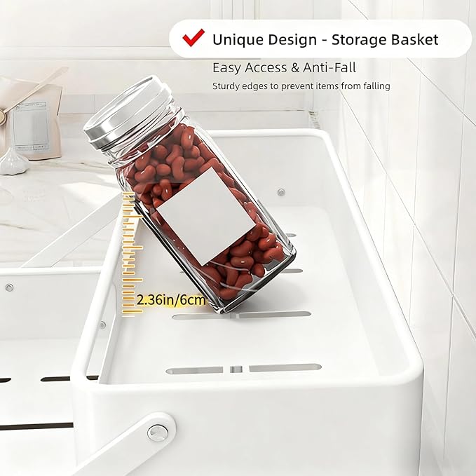 Bokelai Spice Rack 3 Tier Foldable Seasoning Organizer Jars Storage Holder Step Shelf for Cabinet Kitchen Countertop Pantry Coffee Bar White