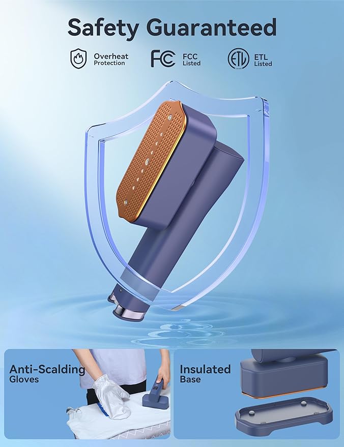 Steamer for Clothes Portable Handheld Garment Steamer,15s Fast Heat-up,100ml Water Tank,Steamer Ironing Gloves,20 Minutes of Continuous Ironing for Travel and Home