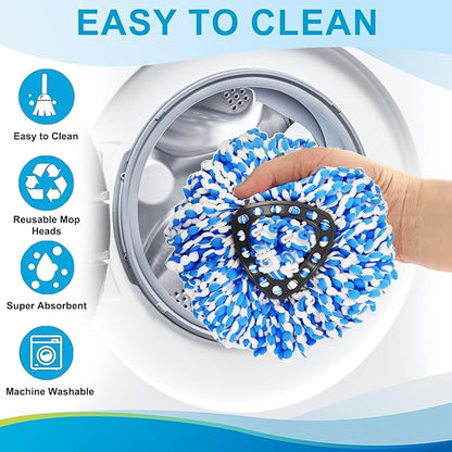 8-Pack Reusable Mop Head Replacement for O Cedar RinseClean 2-Tank System, Microfiber Spin Mop Refills Compatible with Vileda 2-in-1 Turbo Triangle