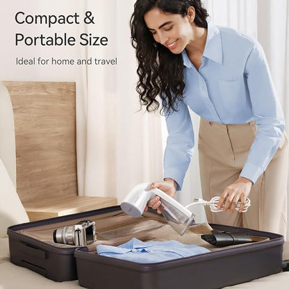 HiLIFE Steamer for Clothes, Handheld Clothes Steamer with Large 300ml Tank, 1100W Strong Power, 30S Fast Heat-up, Garment Fabric Wrinkle Remover, Portable & Compact Travel Size ONLY FOR 120V (White)