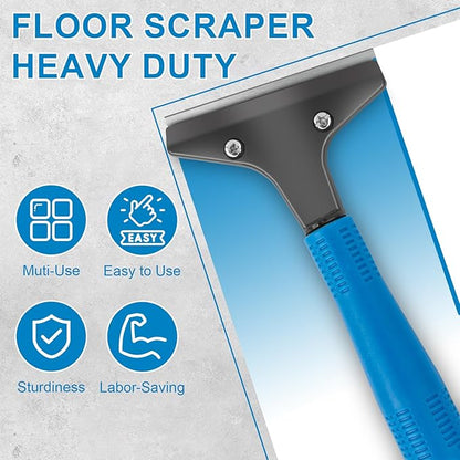KeFanta Floor Scraper Heavy Duty, 4" Wide Razor Blade Scraper Tool with 45.7" Long Handle, 10PCS Extra Metal Blades, Scraper for Cleaning Glass Wall Gum Paint Tile Glue Linoleum Sturdy Durable