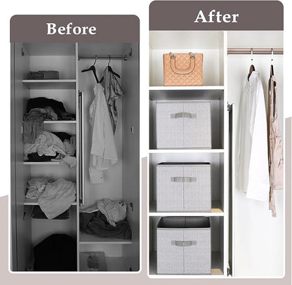 WUIKE Closet Storage Bins, Trapezoid Storage Boxes with Handles, Fabric Storage Baskets for Organizing Clothes, Sheets, Blankets, Decorative Storage Bins (Dark Gray, Extra Large)