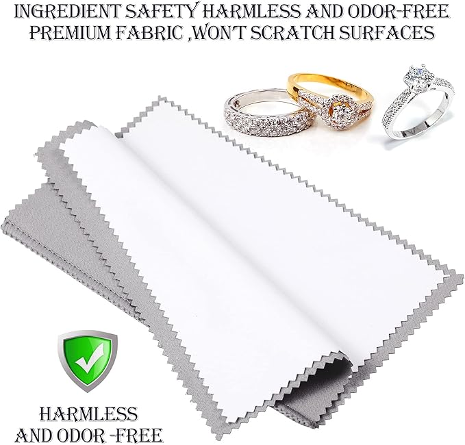 8 Pieces Large Jewelry Polishing Cloth Set Cleaning Cloths Silver Polishing Cleaning for Gold Silver Platinum Jewelry Coins Watches Silverware, 11 x 14 Inch and 6 x 8 Inch (Grey)