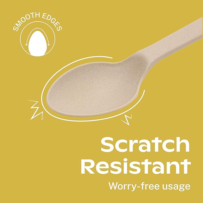 CORAL Light Brown 100% Compostable Spoons & Forks Set - 220 Pieces - No Plastic Utensil 110 Forks, 110 Soup Spoons - Break Resistant with Smooth Edges, Ocean Friendly Alternative to Plastic Silverware