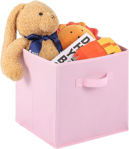 Stero 13x13x13 Inch Fabric Storage Bins 6 Pack Fun Colored Durable Storage Cubes with Handles Foldable Cube Baskets for Home, Kids Room, Closet and Toys Organization Pink