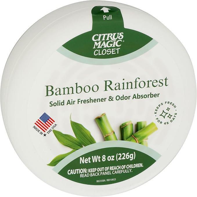 Citrus Magic For Closets Odor Absorbing Solid Air Freshener, Bamboo Rainforest, 8-Ounce, Pack of 3