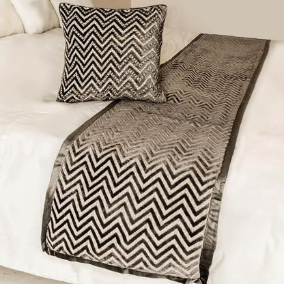 The HomeCentric King Queen Twin Grey Decorative Twin 53"x18" Bed Runner Without Pillow Cover, Crystals Bed Scarf on Velvet Fabric - Grey Crystal Chevy
