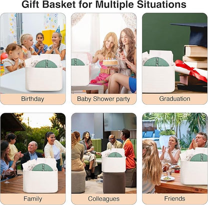 Woven Cotton Rope Storage Basket for Organizing, Cute Decorative Baskets for Gifts Empty, Organizer Bins for Dog Toy, Baby Laundry, 17“×13”×9.5“, Off White