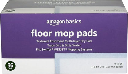 Amazon Basics Floor Mopping Pads, Fits Swiffer WetJet Mopping Systems, 36 Count (Pack of 1)