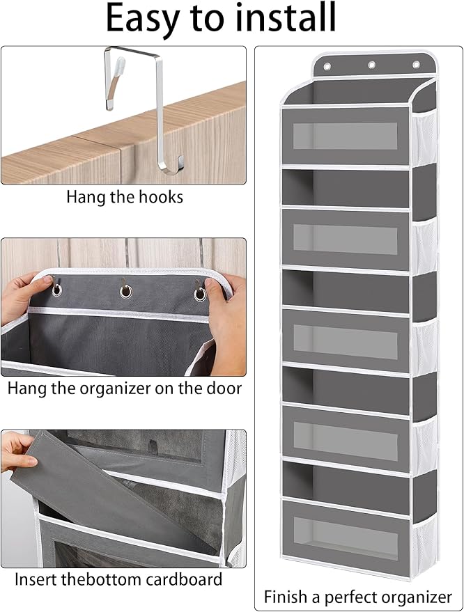 Over The Door Organizer, 5 Shelves Closet Door Hanging Organizer with 10 Mesh Pockets, Nursery Closet Organizer, Baby Essentials, Dorm Room Essentials for Girls
