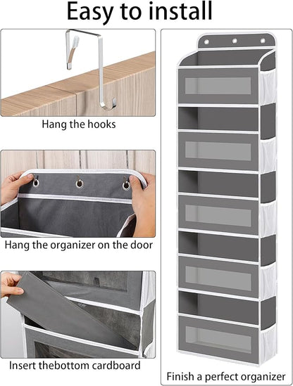 Over The Door Organizer, 5 Shelves Closet Door Hanging Organizer with 10 Mesh Pockets, Nursery Closet Organizer, Baby Essentials, Dorm Room Essentials for Girls
