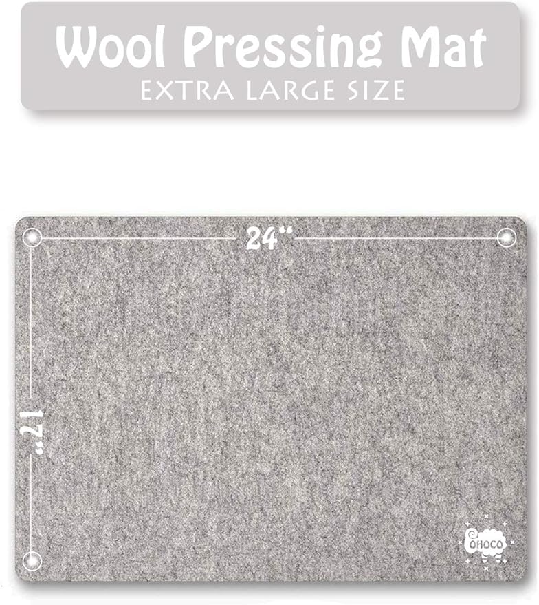 Wool Pressing Mat for Quilting - 17" x 24" Extra Large Felt Ironing Pad 1/2" Thick, 100% New Zealand Wool for Ironing, Sewing, Cutting on Ironing Board, Tabletop, Dryer, Countertop