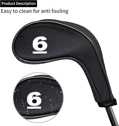Golf 12pcs Thick Synthetic Golf Iron Head Covers Set Headcover Fit All Brands Callaway Ping Taylormade Cobra Etc. Also Custom Name