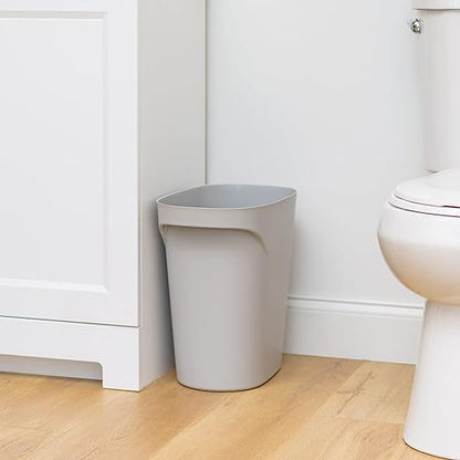 IRIS USA Small Trash Can Wastebasket with Handle, 6 Gallon / 24 Quart, 3-Pack, for Bathroom, Office, Bedroom, Under Sink, Kitchen, Garbage - Gray