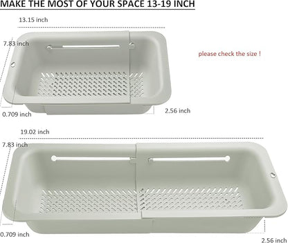 LASSHSWA Collapsible Colander and Strainer for Kitchen, Over the Sink Strainer Basket for Kitchen, Fruit Pasta Food Strainer Expandable Plastic Colander with A Sink Drain Strainer Stainless Steel
