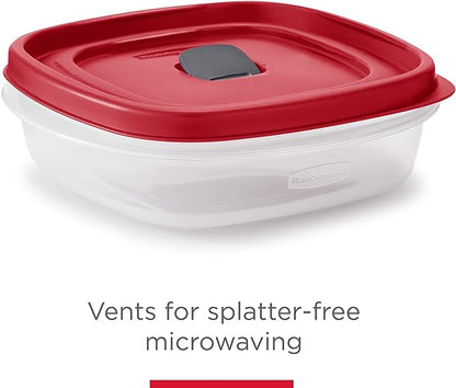 Rubbermaid 16-Piece BPA-Free Plastic Food Storage Set, Red Vented Lids - Microwave, Dishwasher Safe: Perfect for Meal Prep, Leftovers, and Kitchen Organization